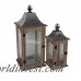Laurel Foundry Modern Farmhouse 2 Piece Wood/Glass/Metal Lantern Set LRFY6409